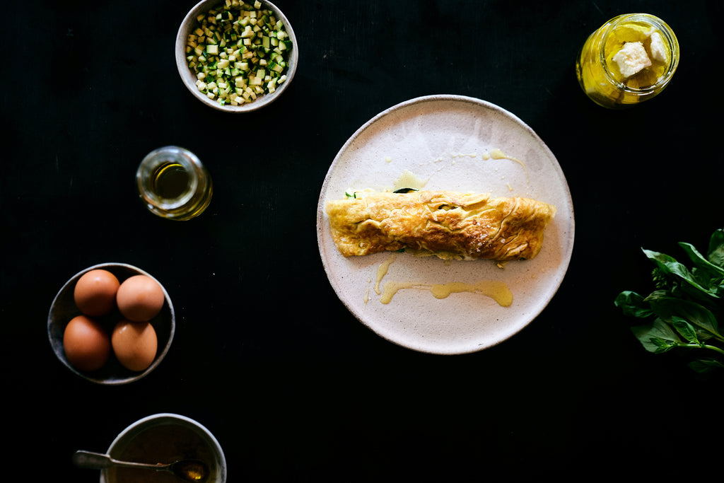 Zucchini and Goats Cheese Omelette with Fresh Mint – Rio Vista Olives